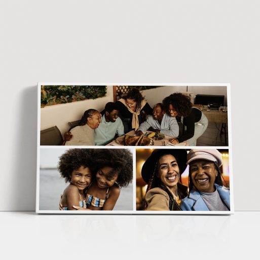 Photo of a canvas print called 'Trilogy Collage'. It is 30cm x 20cm in size, in a Landscape orientation. It has space for 3 photos.