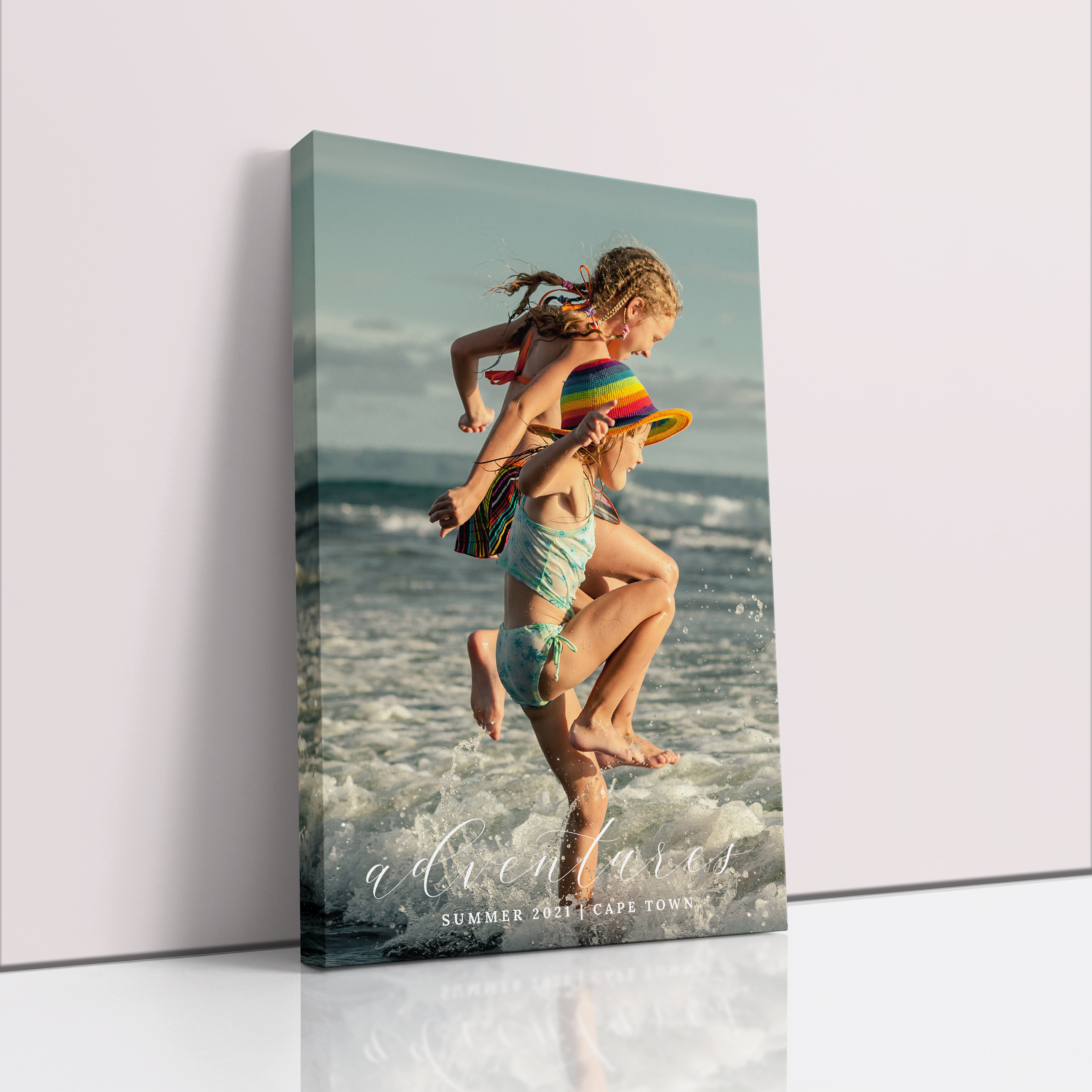 Photo of a canvas print called 'Adventures'. It is 30cm x 20cm in size, in a Portrait orientation. It has space for 1 photos.
