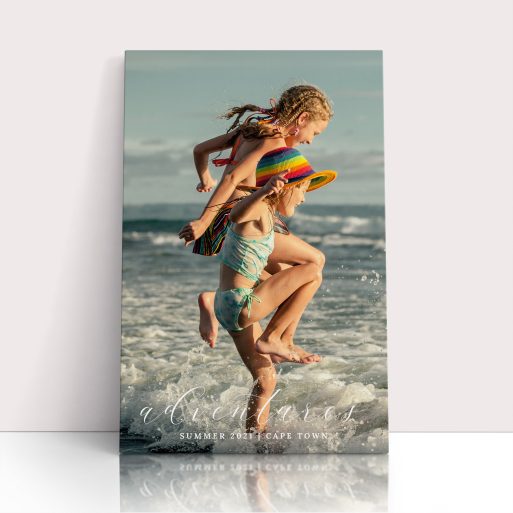 Photo of a canvas print called 'Adventures'. It is 30cm x 20cm in size, in a Portrait orientation. It has space for 1 photos.