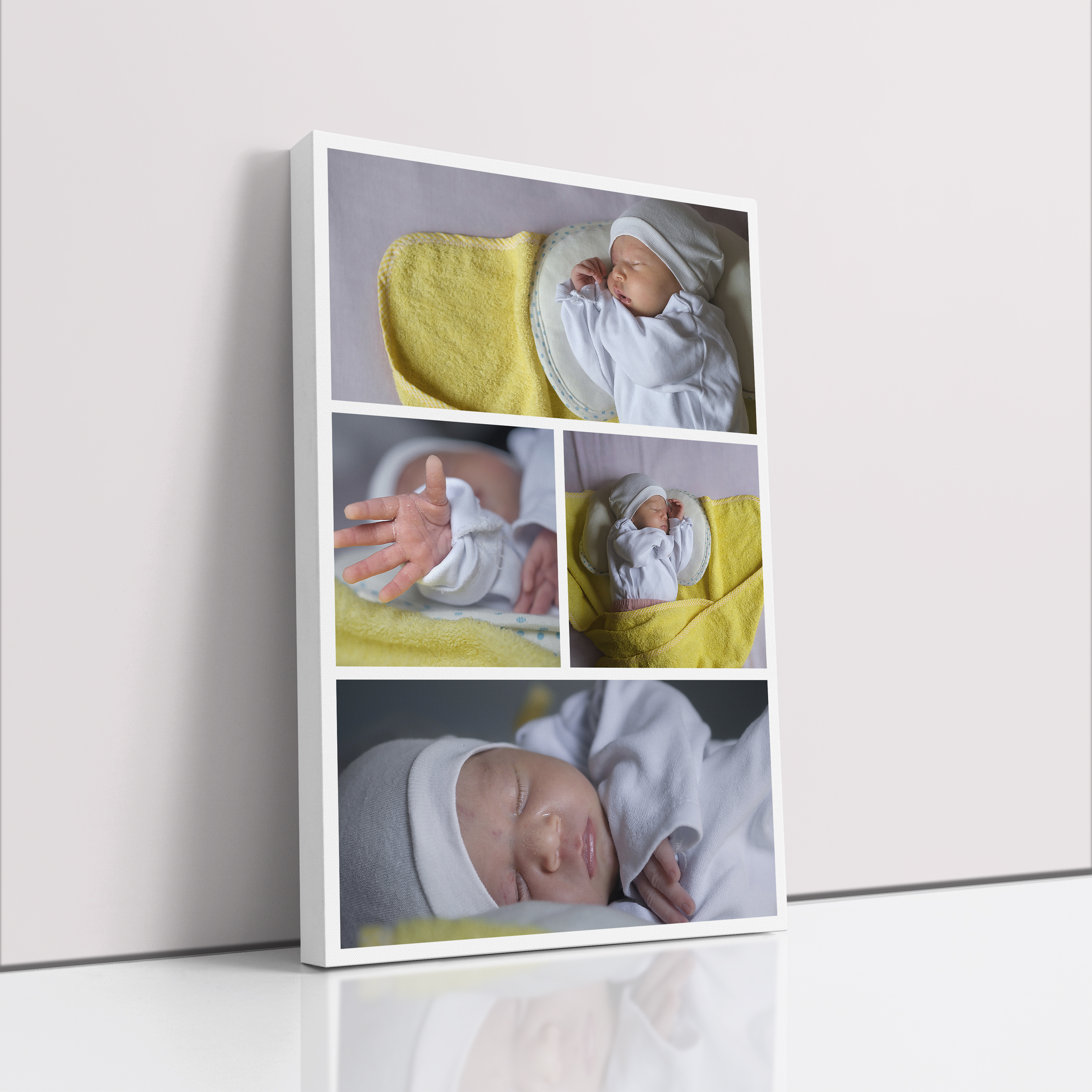 Photo of a canvas print called 'Blossoming Memories'. It is 30cm x 20cm in size, in a Portrait orientation. It has space for 4 photos.