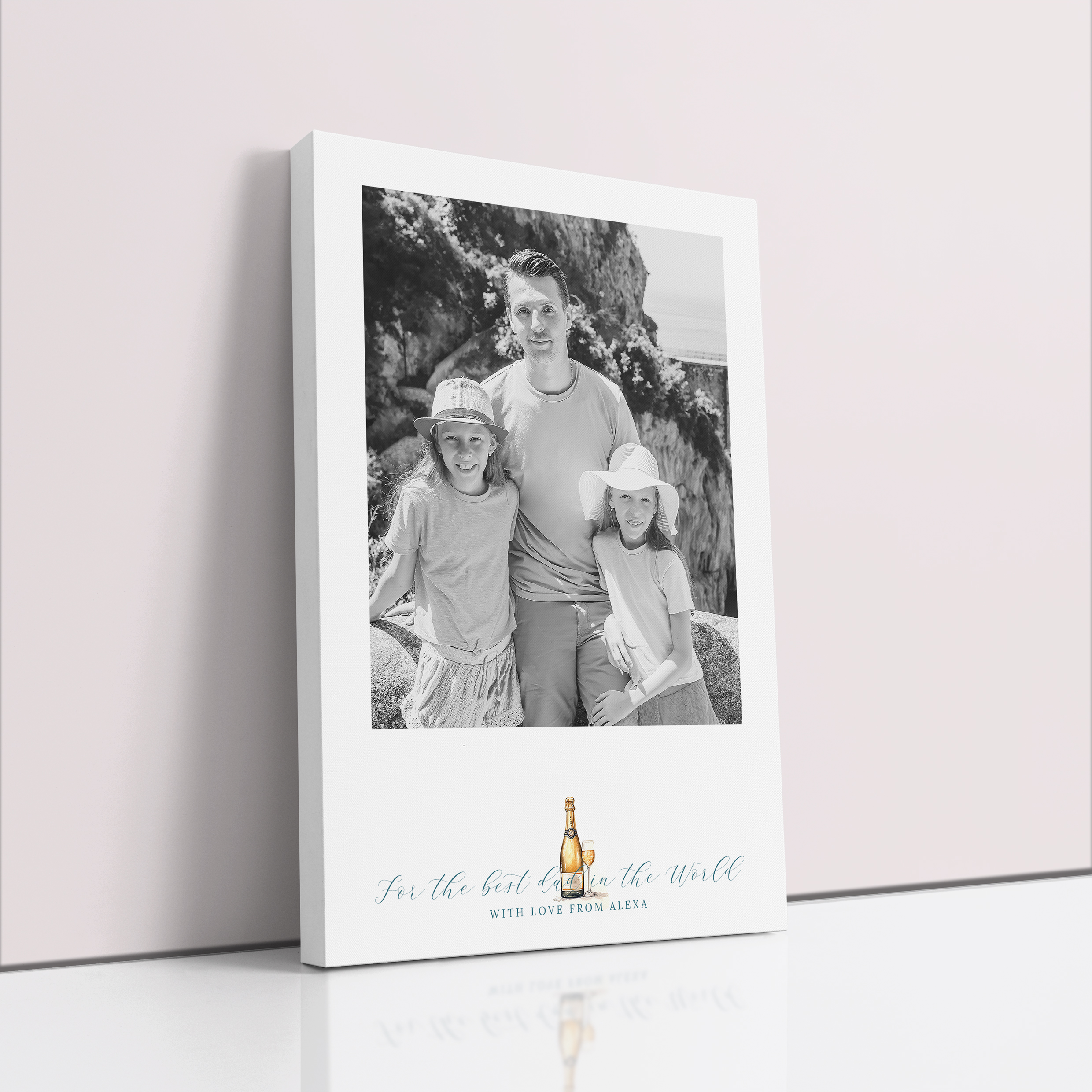 Photo of a canvas print called 'Cheers to Dad'. It is 30cm x 20cm in size, in a Portrait orientation. It has space for 1 photos.