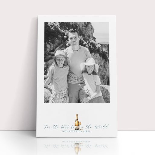 Photo of a canvas print called 'Cheers to Dad'. It is 30cm x 20cm in size, in a Portrait orientation. It has space for 1 photos.