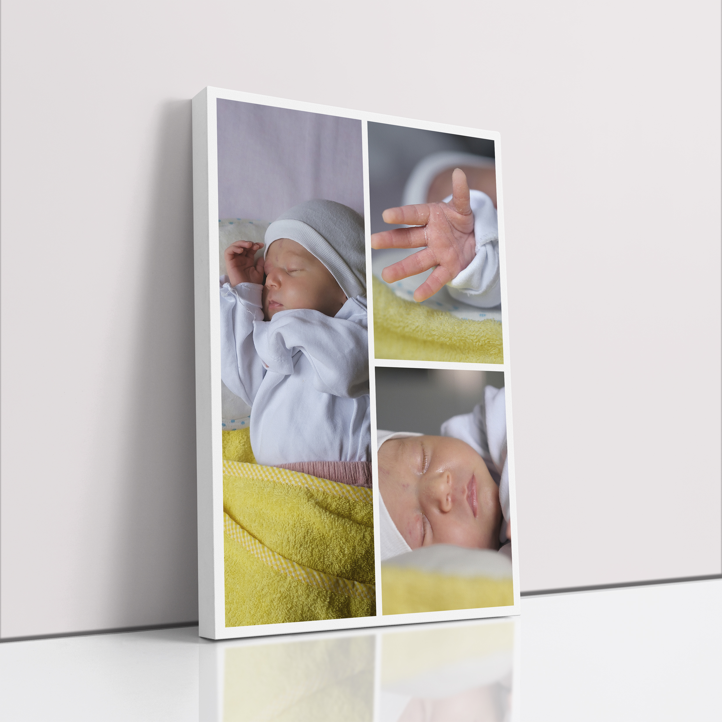 Photo of a canvas print called 'Cherished Child'. It is 30cm x 20cm in size, in a Portrait orientation. It has space for 3 photos.