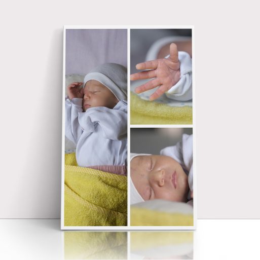 Photo of a canvas print called 'Cherished Child'. It is 30cm x 20cm in size, in a Portrait orientation. It has space for 3 photos.