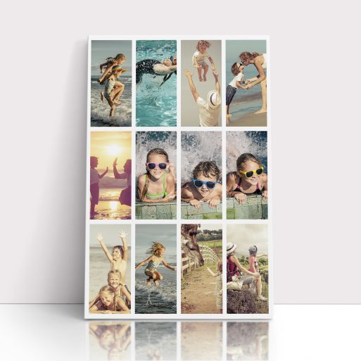 Photo of a canvas print called 'Cinematic Snapshot'. It is 30cm x 20cm in size, in a Portrait orientation. It has space for 12 photos.