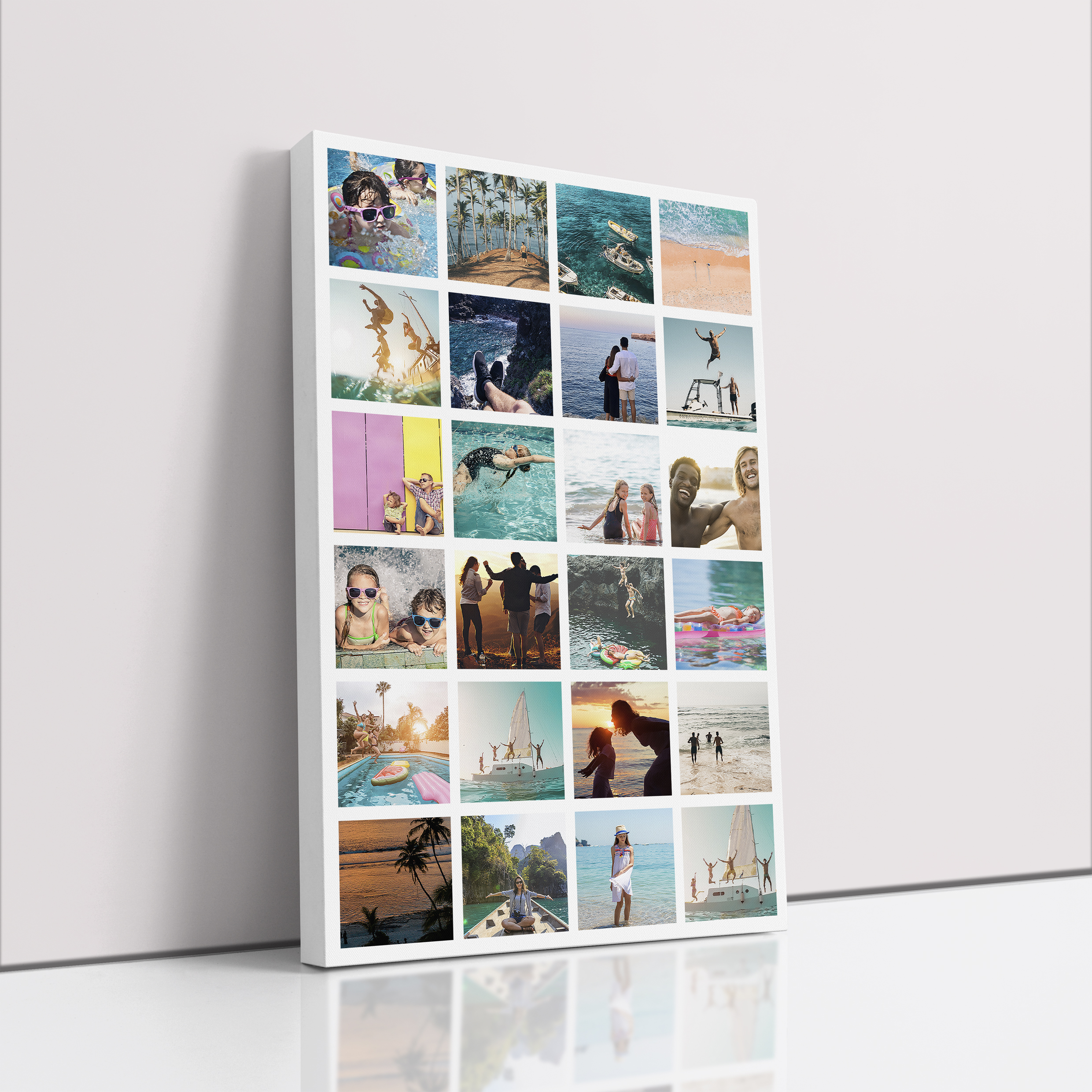 Photo of a canvas print called 'Holiday Mosaic'. It is 30cm x 20cm in size, in a Portrait orientation. It has space for 24 photos.