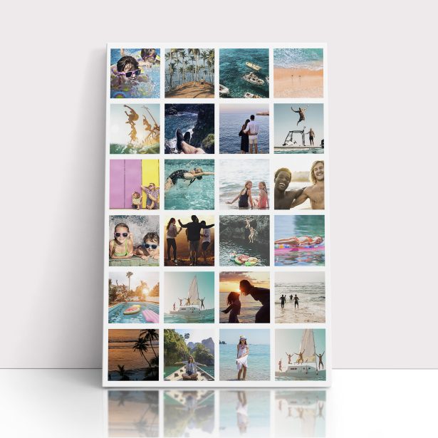 Photo of a canvas print called 'Holiday Mosaic'. It is 30cm x 20cm in size, in a Portrait orientation. It has space for 24 photos.