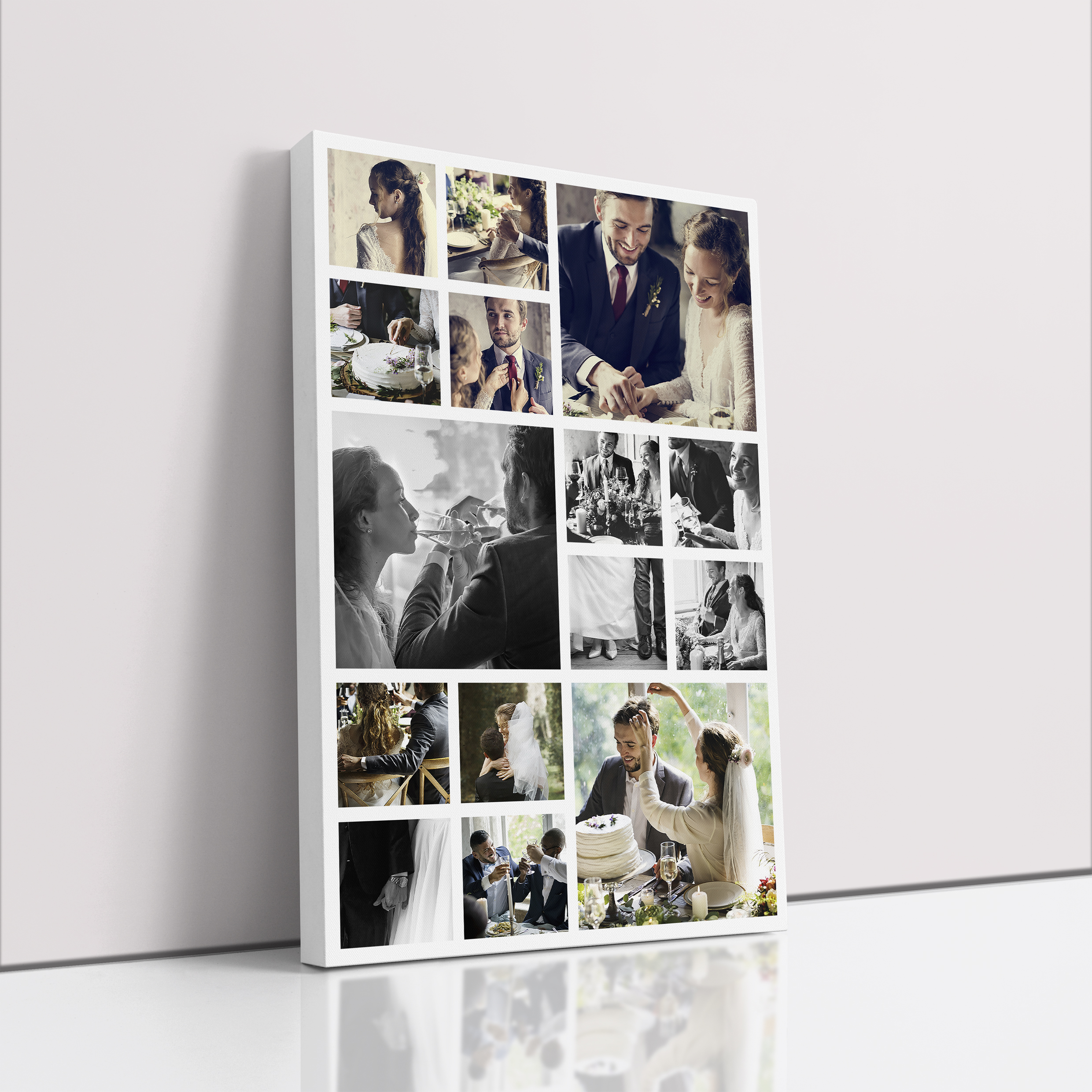Photo of a canvas print called 'My Montage'. It is 30cm x 20cm in size, in a Portrait orientation. It has space for 15 photos.
