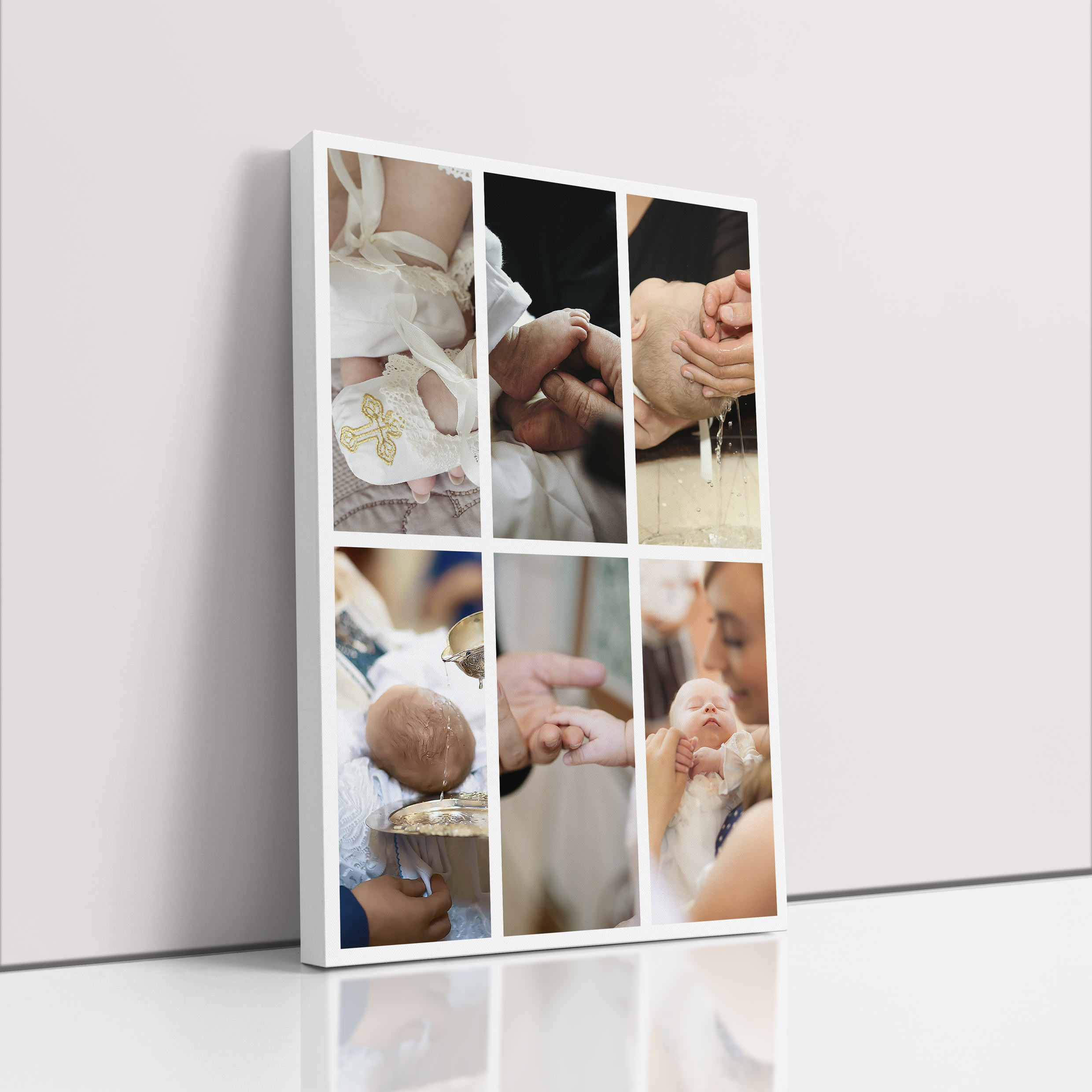 Photo of a canvas print called 'Photographic Symphony'. It is 30cm x 20cm in size, in a Portrait orientation. It has space for 6 photos.