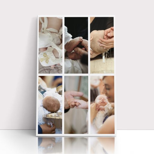 Photo of a canvas print called 'Photographic Symphony'. It is 30cm x 20cm in size, in a Portrait orientation. It has space for 6 photos.