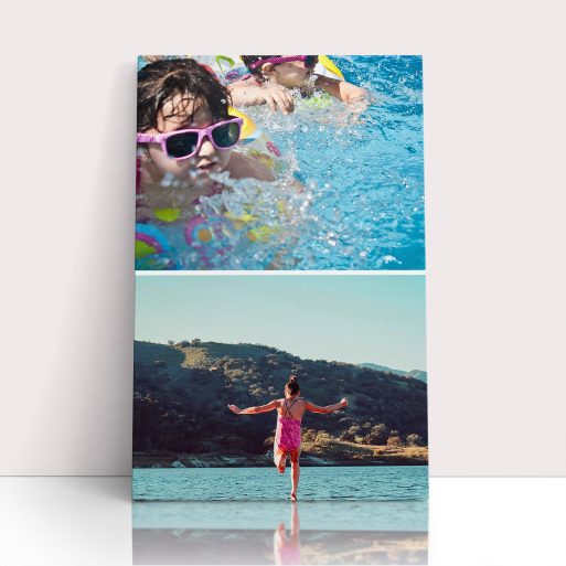 Photo of a canvas print called 'Stacked'. It is 30cm x 20cm in size, in a Portrait orientation. It has space for 2 photos.