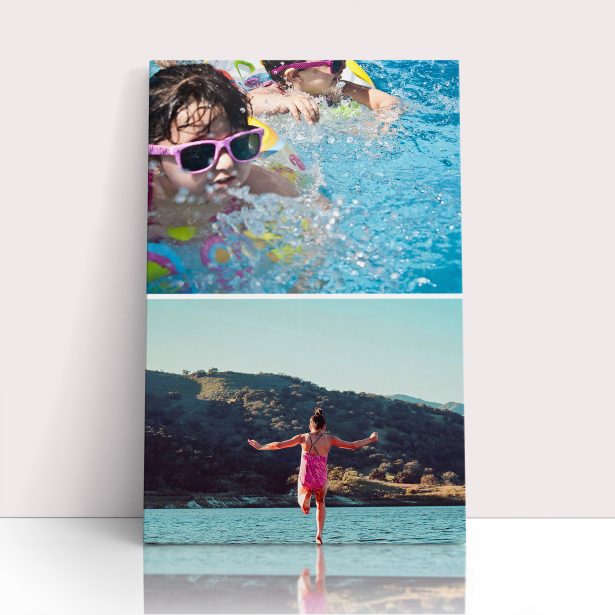 Photo of a canvas print called 'Stacked'. It is 30cm x 20cm in size, in a Portrait orientation. It has space for 2 photos.
