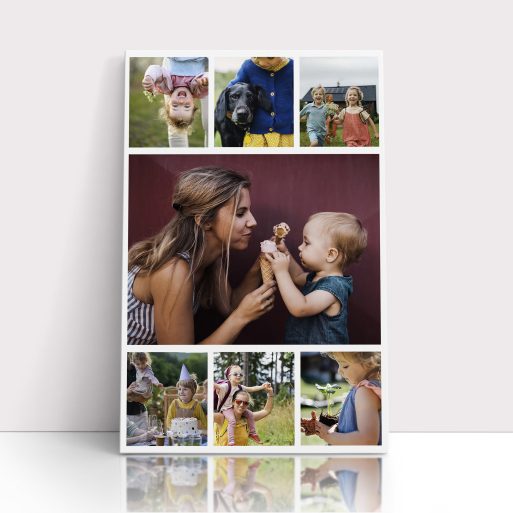 Photo of a canvas print called 'Tapestry of Time'. It is 30cm x 20cm in size, in a Portrait orientation. It has space for 7 photos.