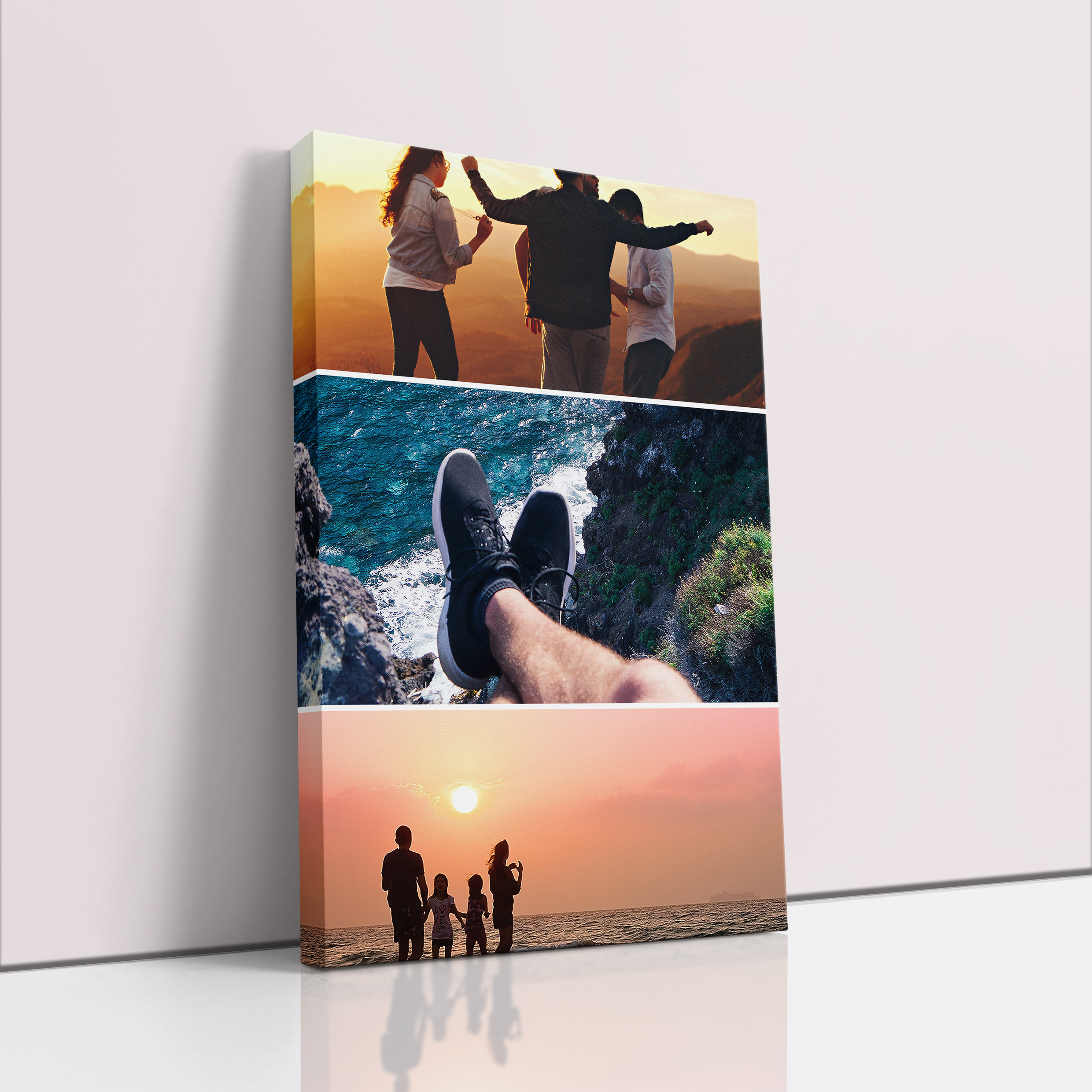 Photo of a canvas print called 'Triple Holiday Delight'. It is 30cm x 20cm in size, in a Portrait orientation. It has space for 3 photos.