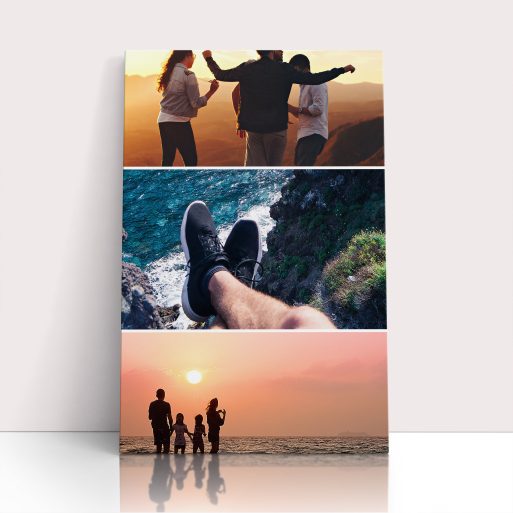 Photo of a canvas print called 'Triple Holiday Delight'. It is 30cm x 20cm in size, in a Portrait orientation. It has space for 3 photos.