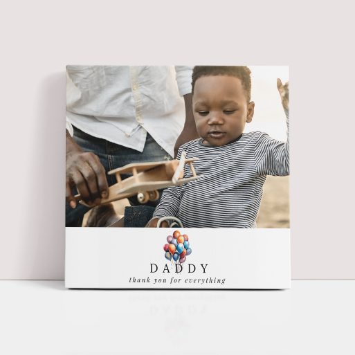 Balloons for Dad Personalized Stretch Canvas Print - Celebrate the Big Man with a Cherished Photo Display