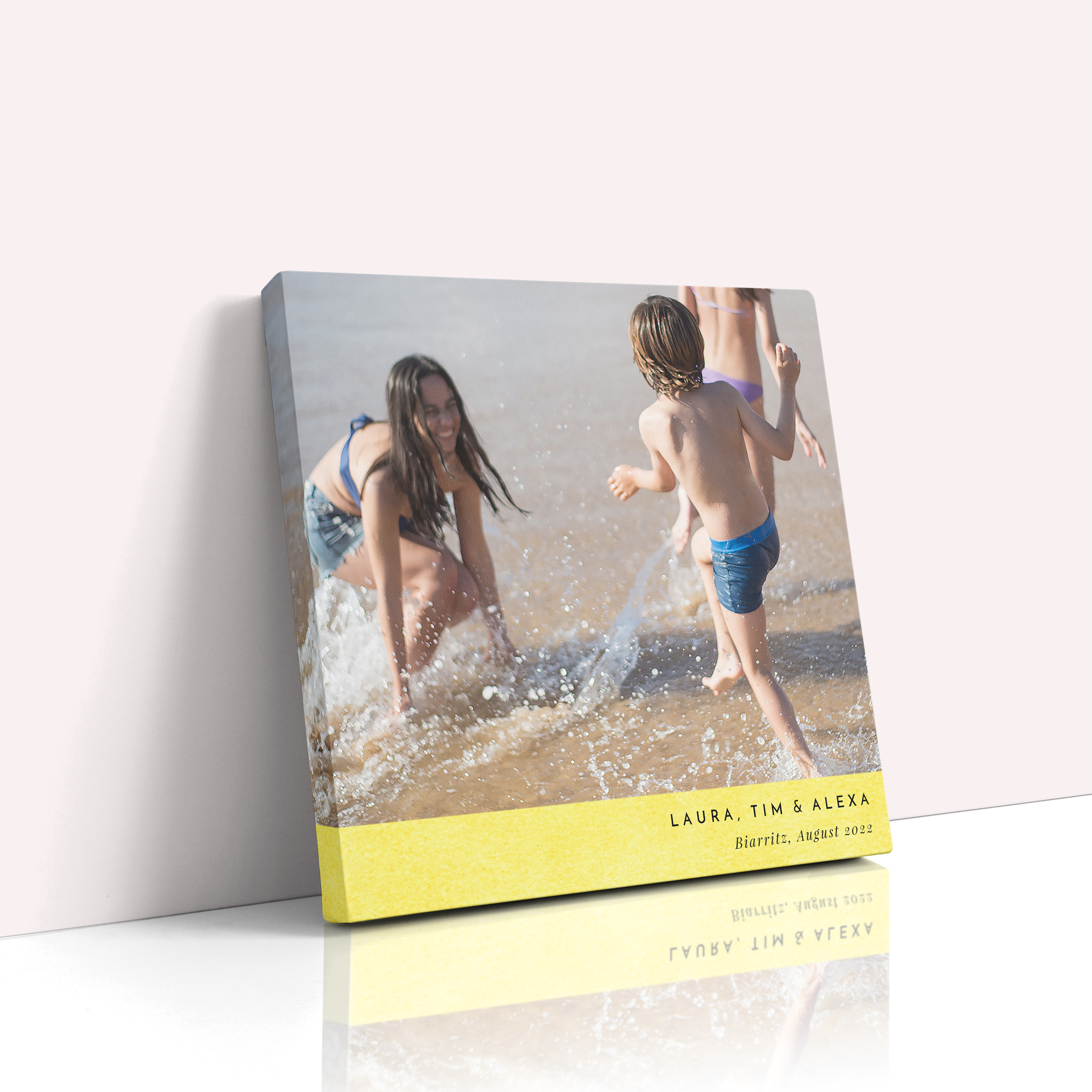 Bright Yellow Personalized Stretch Canvas Print - Illuminate Your Memories with Two Cherished Photos