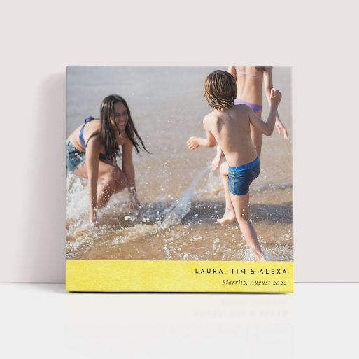 Bright Yellow Personalized Stretch Canvas Print - Illuminate Your Memories with Two Cherished Photos