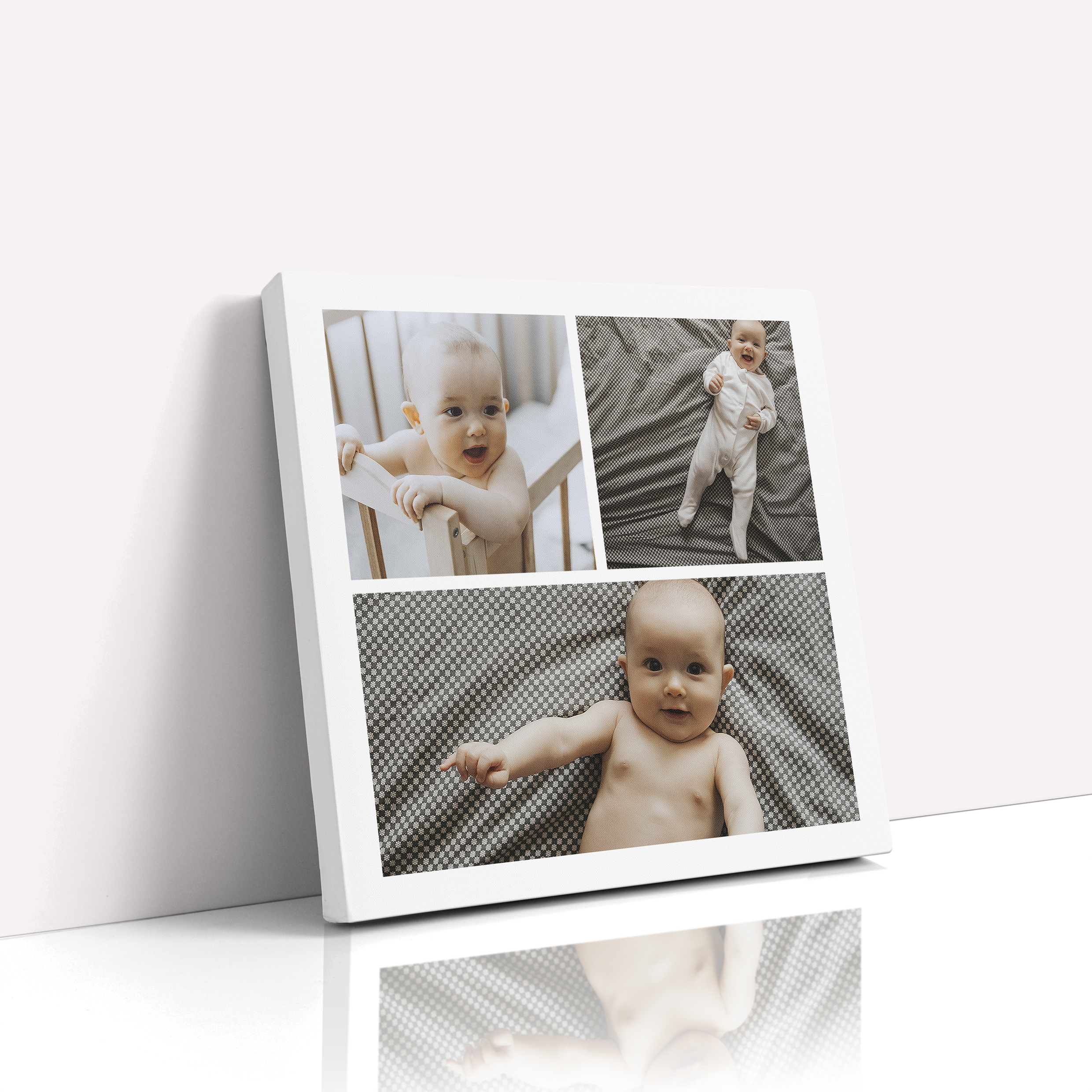 Photo of a canvas print called 'Childhood Kaleidoscope'. It is 30cm x 30cm in size, in a Square orientation. It has space for 3 photos.