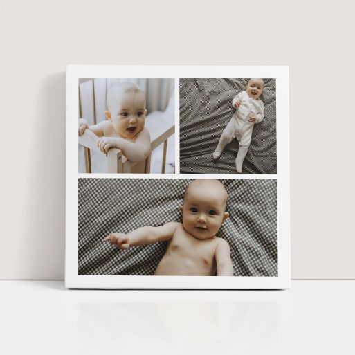 Photo of a canvas print called 'Childhood Kaleidoscope'. It is 30cm x 30cm in size, in a Square orientation. It has space for 3 photos.