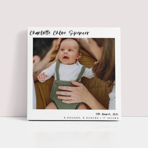  Personalised Date Impressions Stretch Canvas Print - Celebrate special moments with this portrait-oriented canvas, featuring space for one cherished photo.