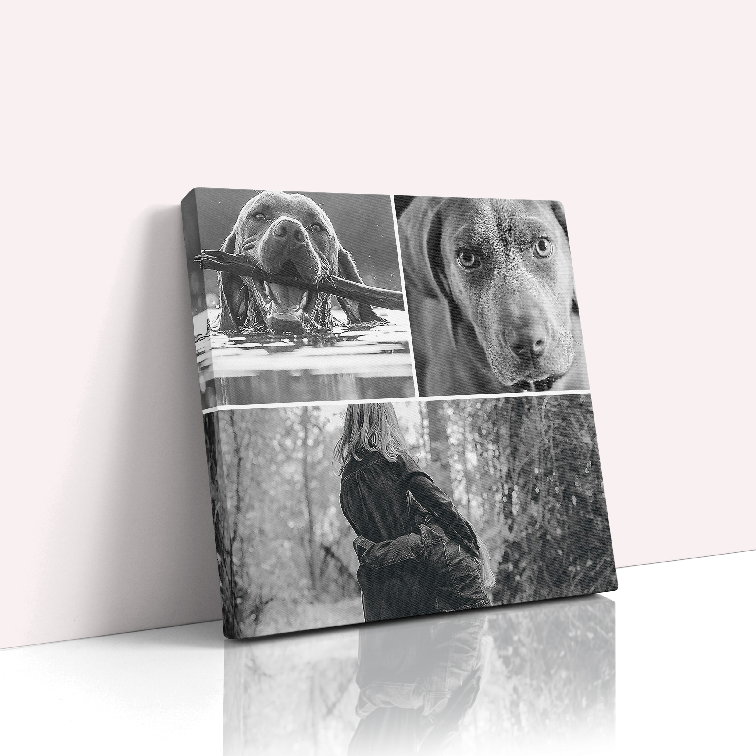 Photo of a canvas print called 'Print Memories'. It is 30cm x 30cm in size, in a Square orientation. It has space for 3 photos.