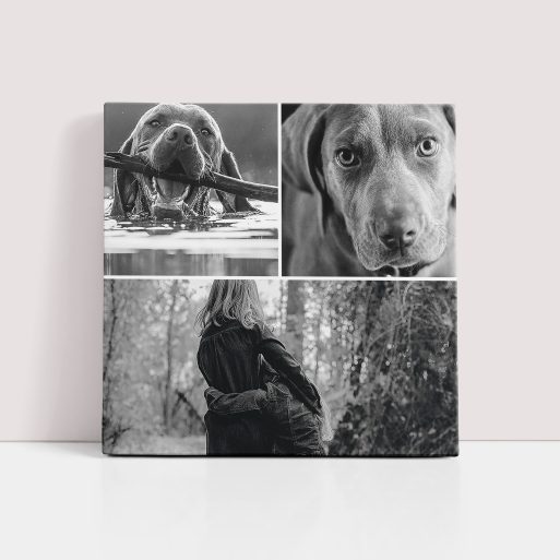 Photo of a canvas print called 'Print Memories'. It is 30cm x 30cm in size, in a Square orientation. It has space for 3 photos.