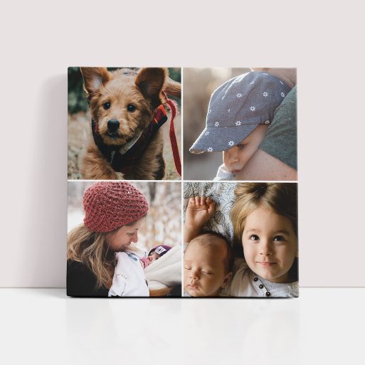 Photo of a canvas print called 'Quad'. It is 30cm x 30cm in size, in a Square orientation. It has space for 4 photos.