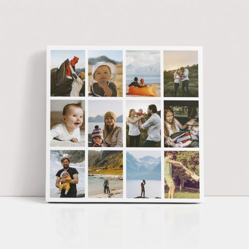 Photo of a canvas print called 'Spectrum of Moments'. It is 30cm x 30cm in size, in a Square orientation. It has space for 12 photos.