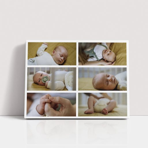 Photo of a canvas print called 'Children’s Mosaic'. It is 40cm x 30cm in size, in a Landscape orientation. It has space for 6 photos.