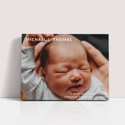 Photo of a canvas print called 'Child’s Portrait'. It is 40cm x 30cm in size, in a Landscape orientation. It has space for 1 photos.
