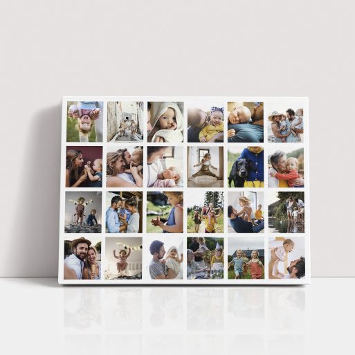 Photo of a canvas print called 'Collage of Memories'. It is 40cm x 30cm in size, in a Landscape orientation. It has space for 24 photos.