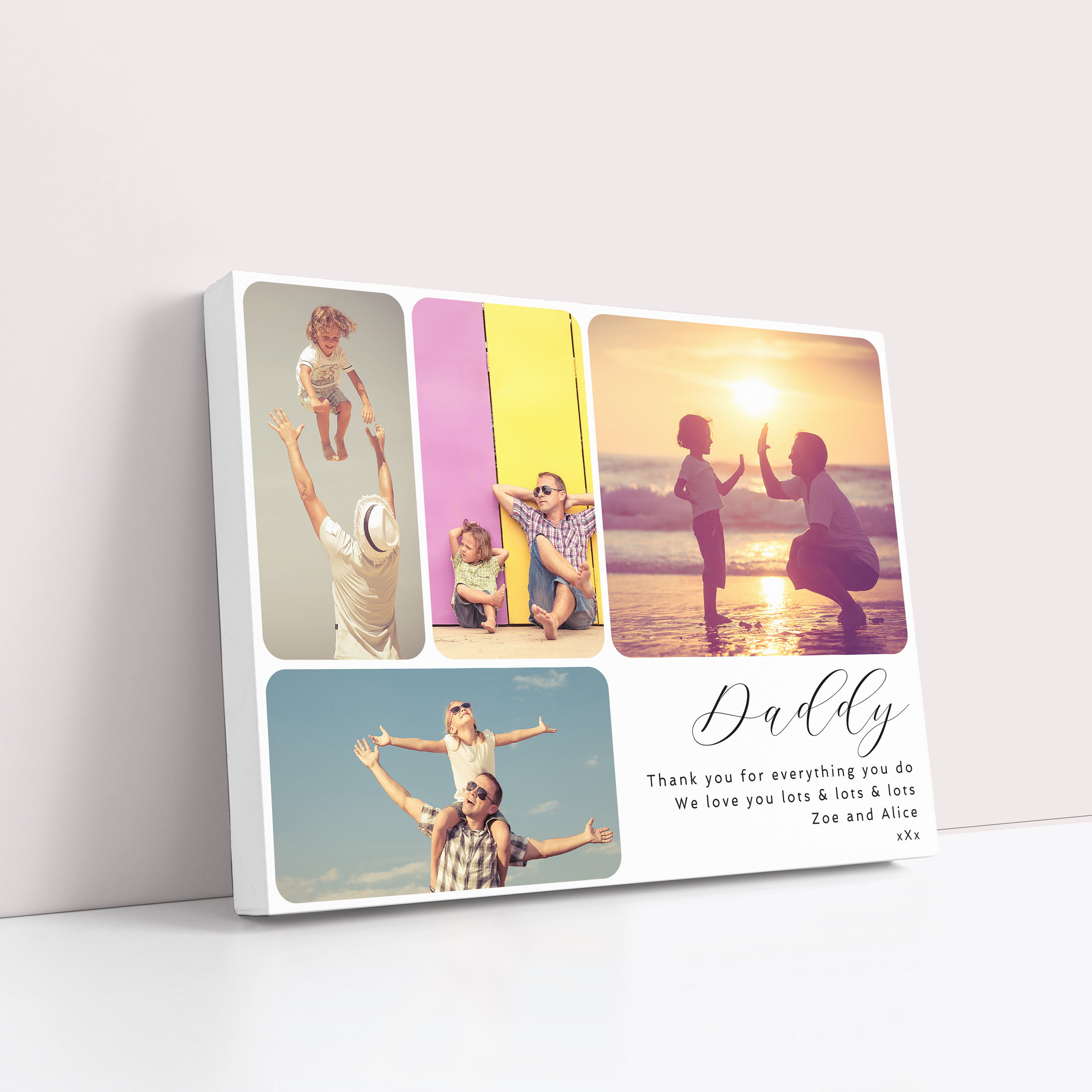 Dad's Collage Personalised Stretch Canvas Print - Capture the essence of your bond with four cherished photos
