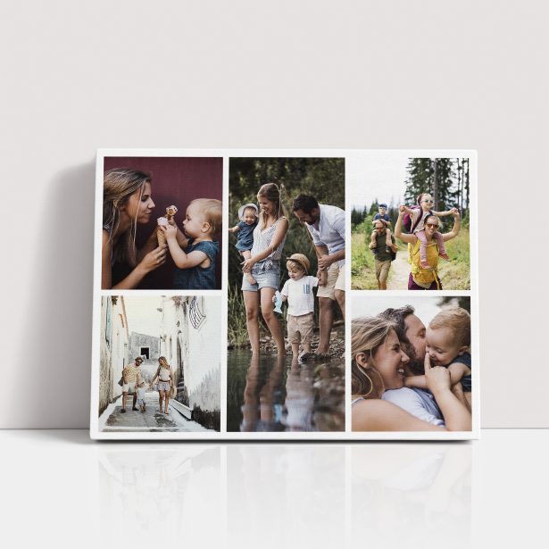 Fivefold Memories Personalised Stretch Canvas Print - Immerse yourself in cherished memories with this versatile canvas showcasing five treasured moments.