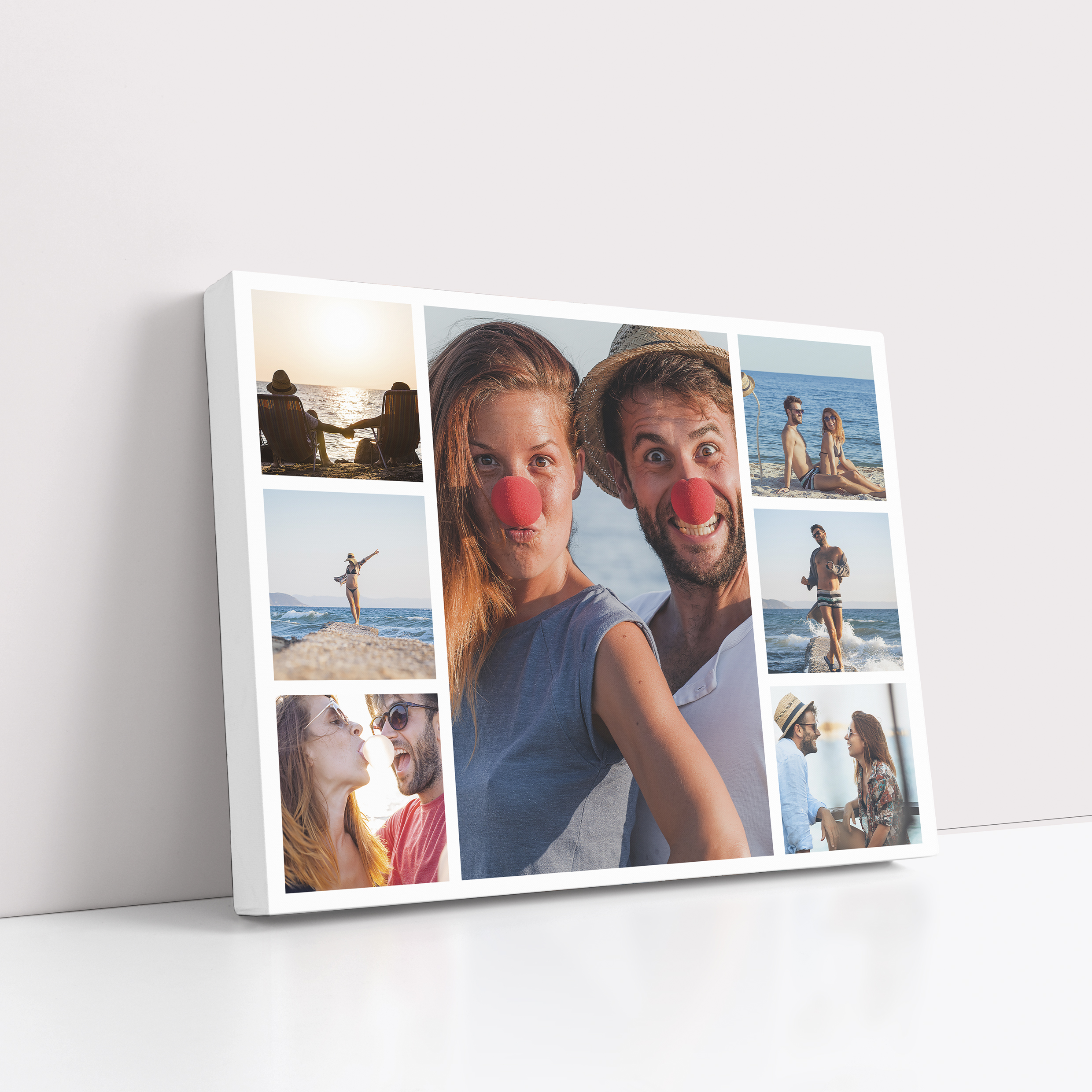 Love Collage Personalised Stretch Canvas Print - A beautiful canvas featuring seven photos to create a unique story, adding modern and sophisticated charm to your space.