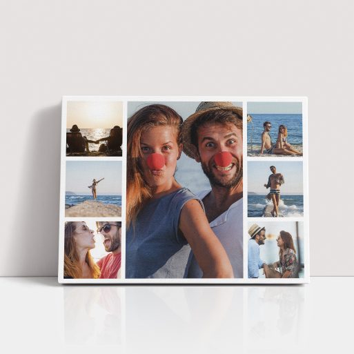 Love Collage Personalised Stretch Canvas Print - A beautiful canvas featuring seven photos to create a unique story, adding modern and sophisticated charm to your space.