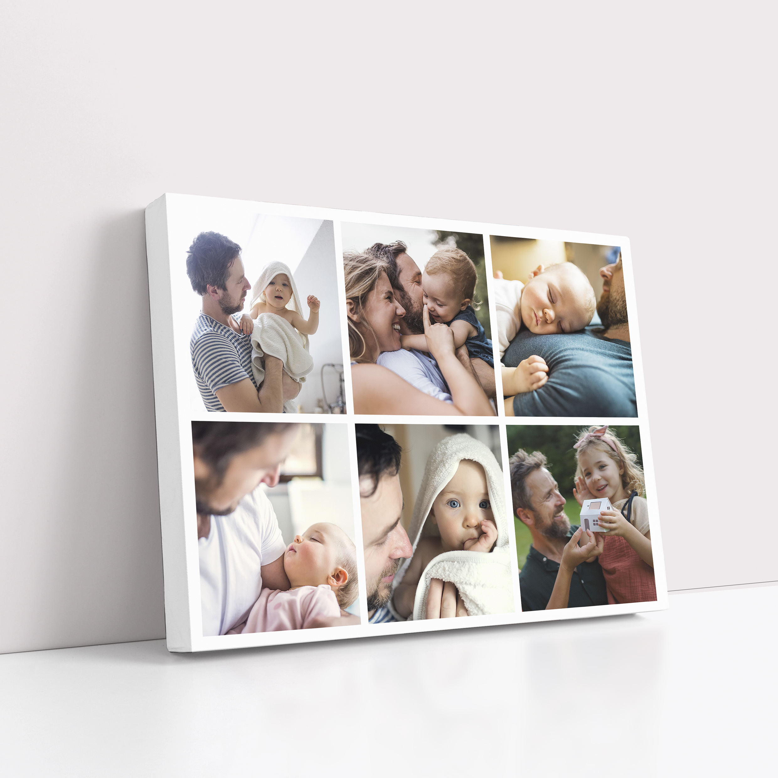 Moments Mosaic Personalised Stretch Canvas Print - A stunning canvas with space for six photos, capturing the beauty of cherished moments with vibrant, lasting impressions.