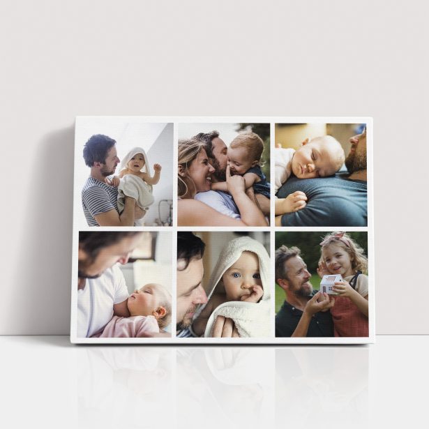 Moments Mosaic Personalised Stretch Canvas Print - A stunning canvas with space for six photos, capturing the beauty of cherished moments with vibrant, lasting impressions.