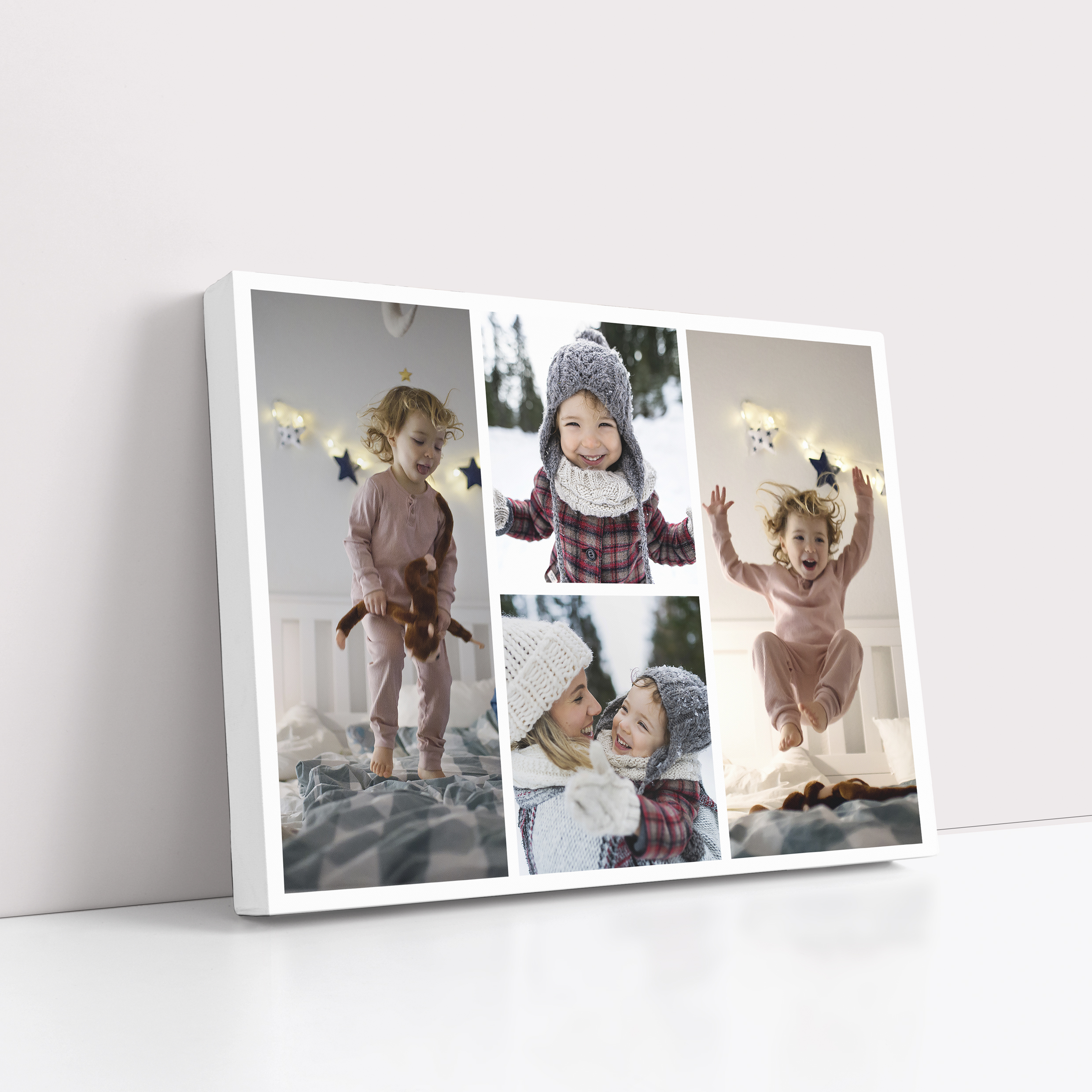 Quartet Collage Personalised Stretch Canvas Print - Transform your space with visual depth and vibrancy, showcasing four cherished photos.