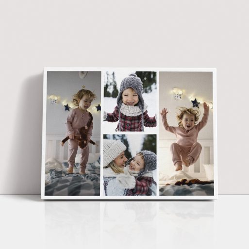 Quartet Collage Personalised Stretch Canvas Print - Transform your space with visual depth and vibrancy, showcasing four cherished photos.