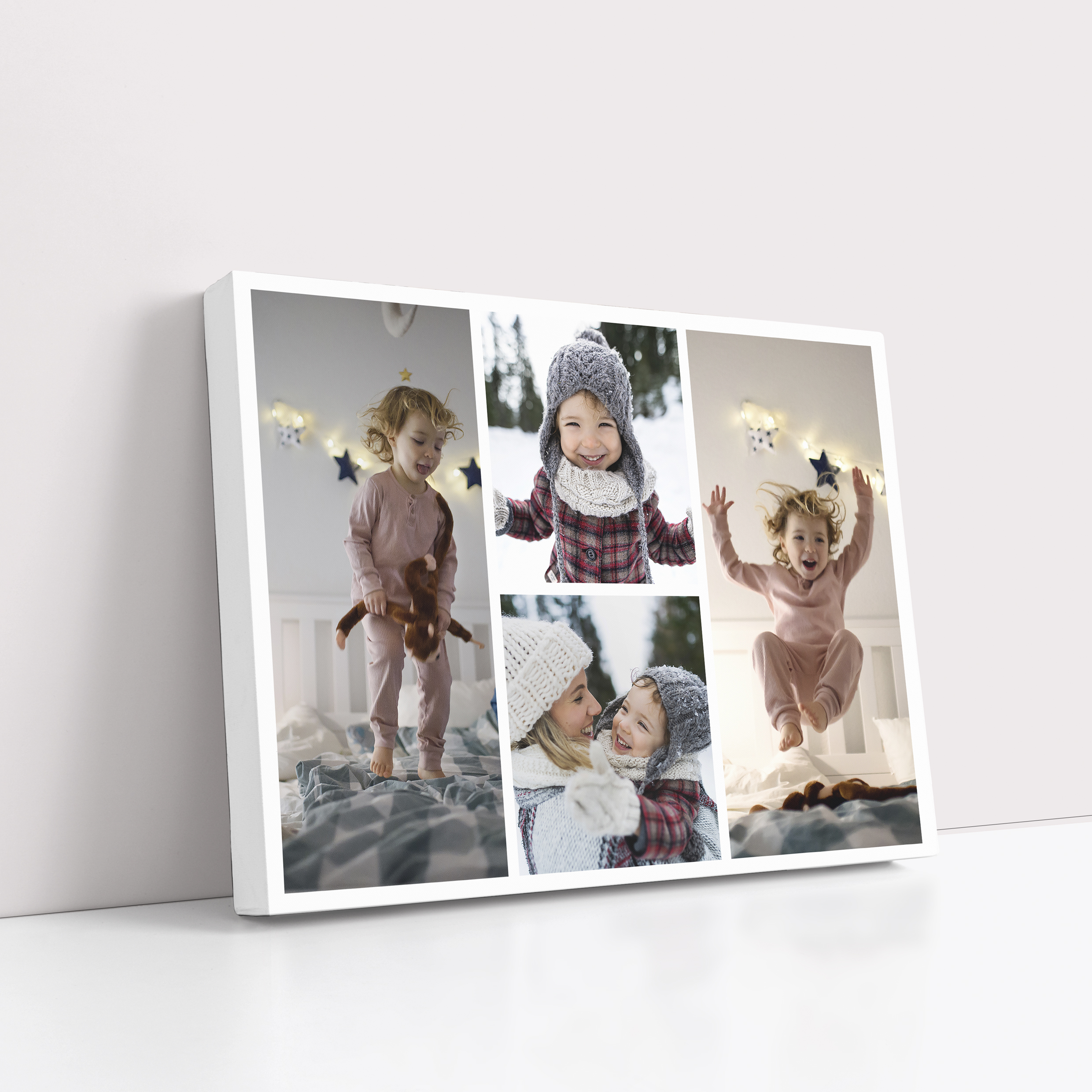 Photo of a canvas print called 'Quartet Collage'. It is 40cm x 30cm in size, in a Landscape orientation. It has space for 4 photos.