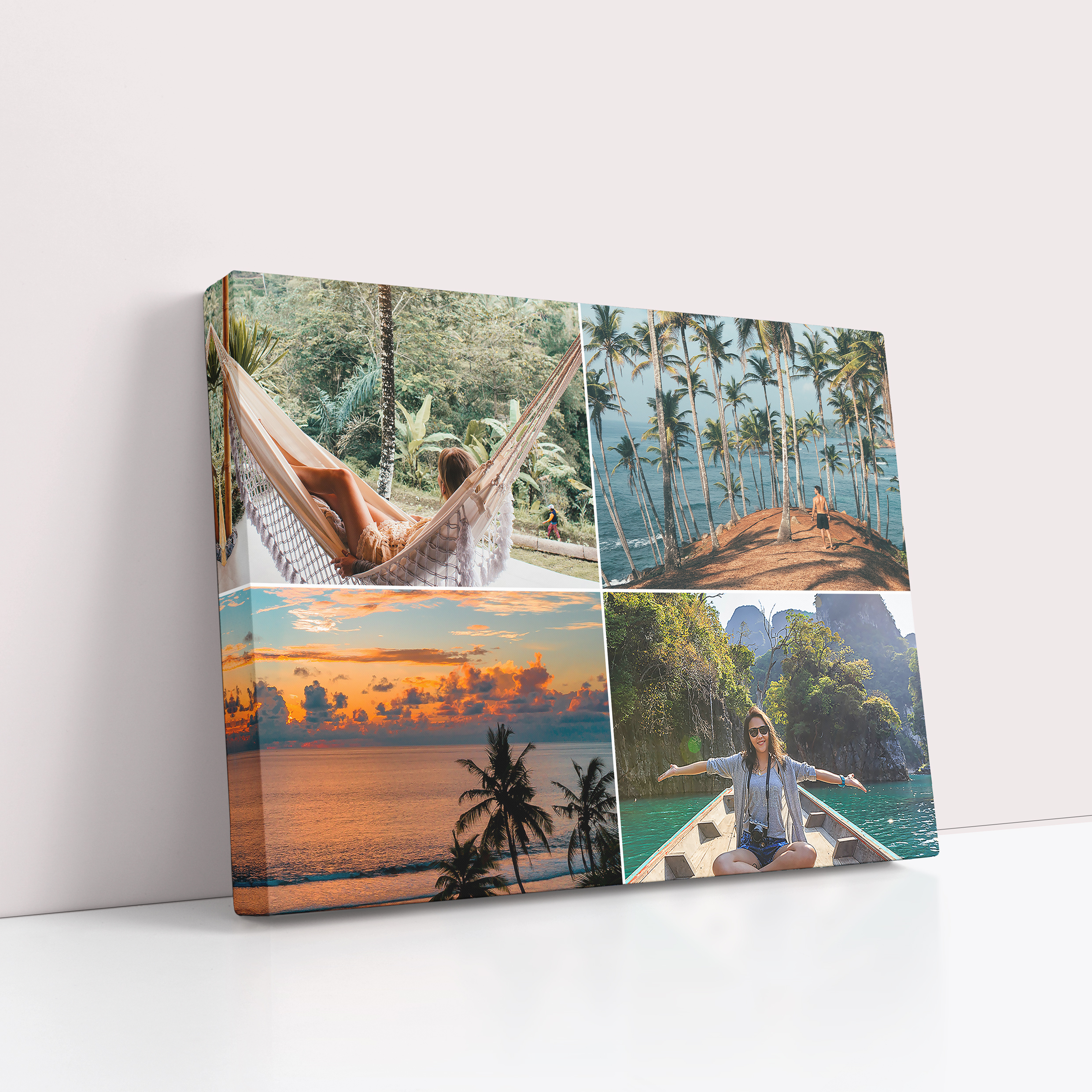 Photo of a canvas print called 'Simple Quartet'. It is 40cm x 30cm in size, in a Landscape orientation. It has space for 4 photos.