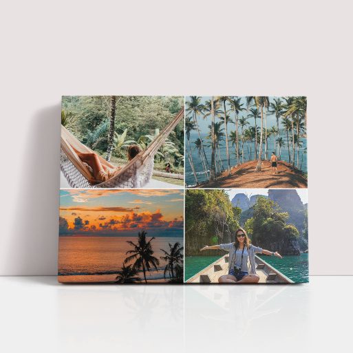 Photo of a canvas print called 'Simple Quartet'. It is 40cm x 30cm in size, in a Landscape orientation. It has space for 4 photos.