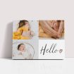 Triple Play Hello Personalised Stretch Canvas Print - Embrace joy with a versatile gift for three photos