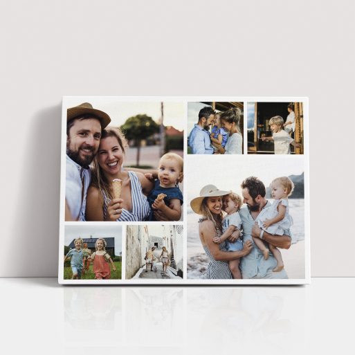 Valentine's Mosaic Personalised Stretch Canvas Print - A heartfelt canvas featuring six photos in a mosaic pattern, capturing the essence of love and joyful moments.