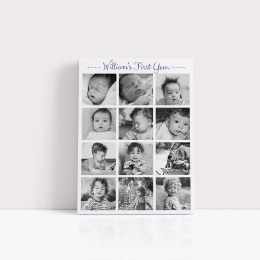 Timeless Moments Personalised Stretch Canvas Print with 10+ Photos – Celebrate a Year of Cherished Memories