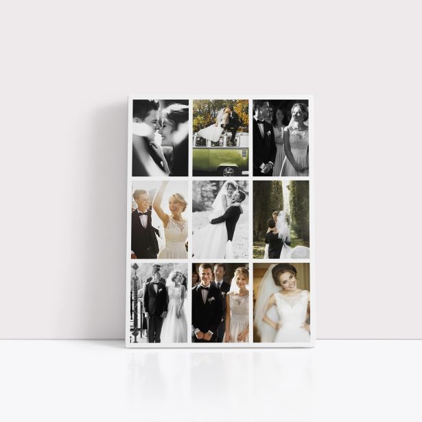 Canvas Love Tale Custom Stretch Canvas Print with 9 Photos – A Heartfelt Gift for Love Stories