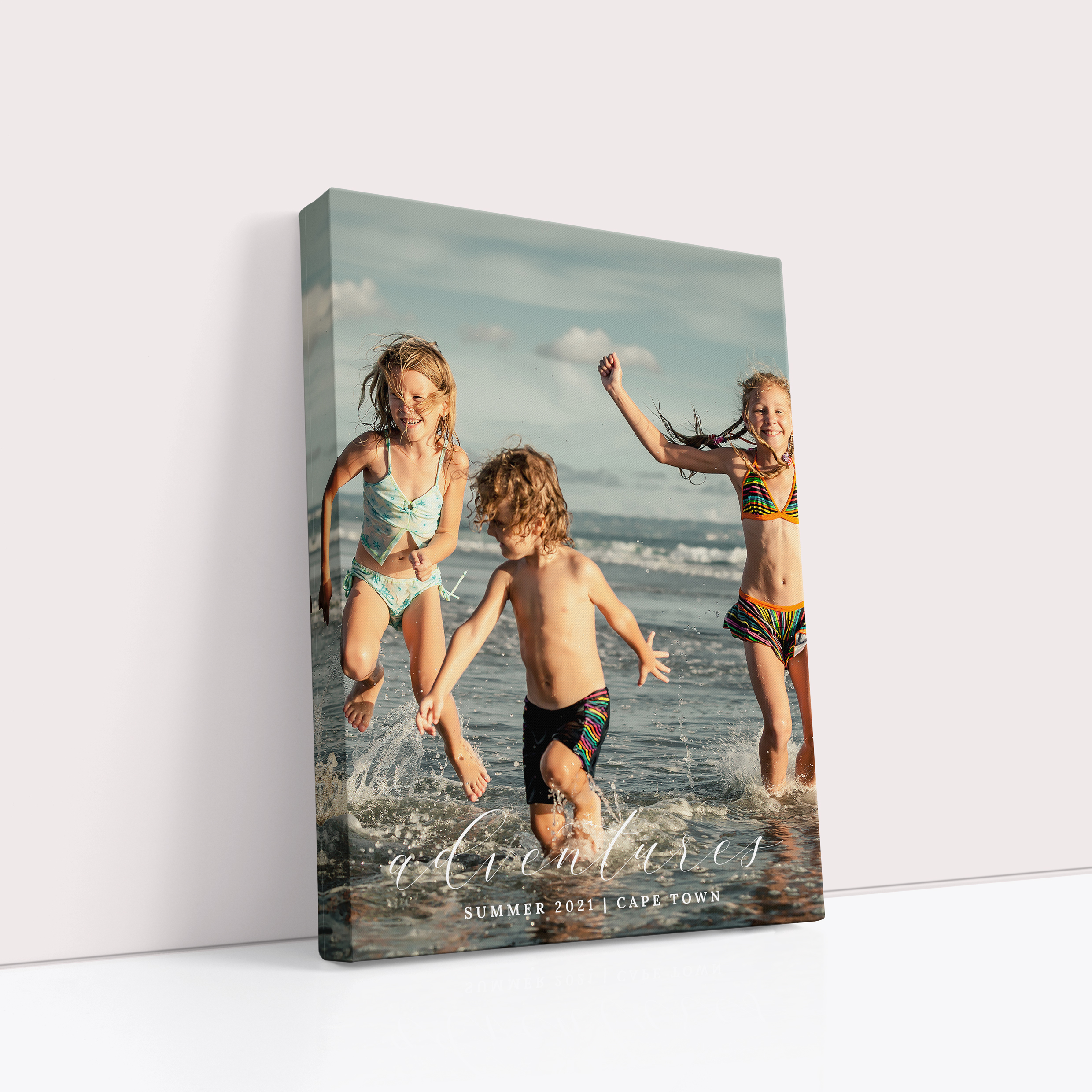 Photo of a canvas print called 'Adventures'. It is 40cm x 30cm in size, in a Portrait orientation. It has space for 1 photos.