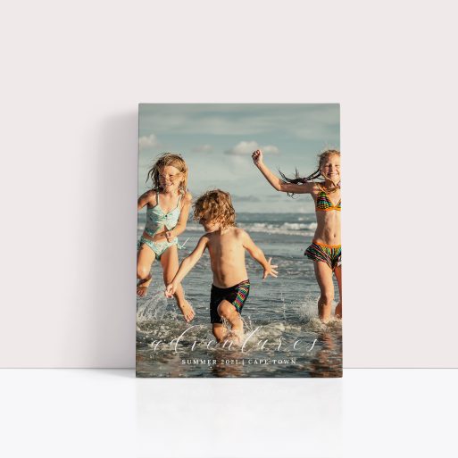 Photo of a canvas print called 'Adventures'. It is 40cm x 30cm in size, in a Portrait orientation. It has space for 1 photos.