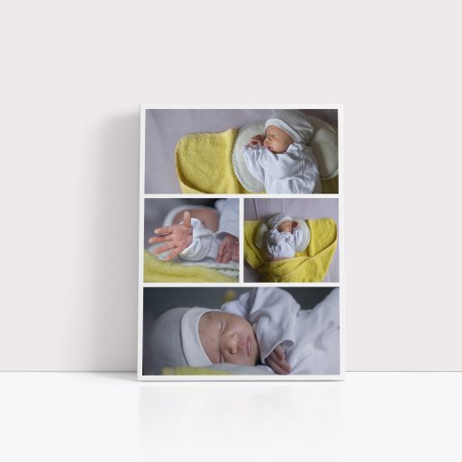 Photo of a canvas print called 'Blossoming Memories'. It is 40cm x 30cm in size, in a Portrait orientation. It has space for 4 photos.